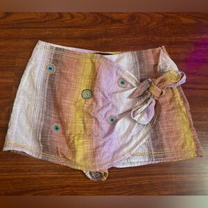 ZARA Beaded Wrap Embroidered Mini Skort Sarong